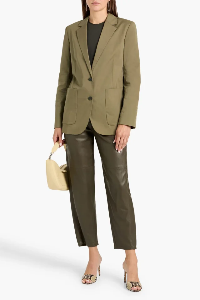 Theory Cotton-Blend Twill Blazer in Army green, photo 2 of 4 from THE OUTNET