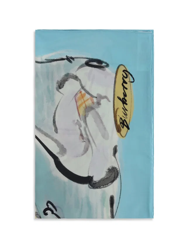 Burberry Knight Scarf — Blue Silk Scarfs in Blue Silk from HEWI