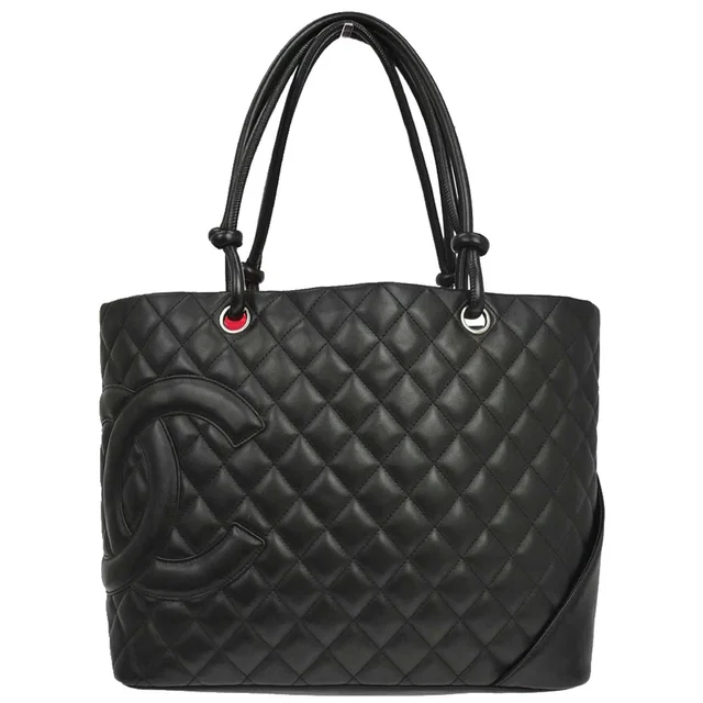 Chanel 2005-2006 Black Calfskin Cambon Ligne Tote Handbag in Black Calfskin from AMORE Vintage Tokyo