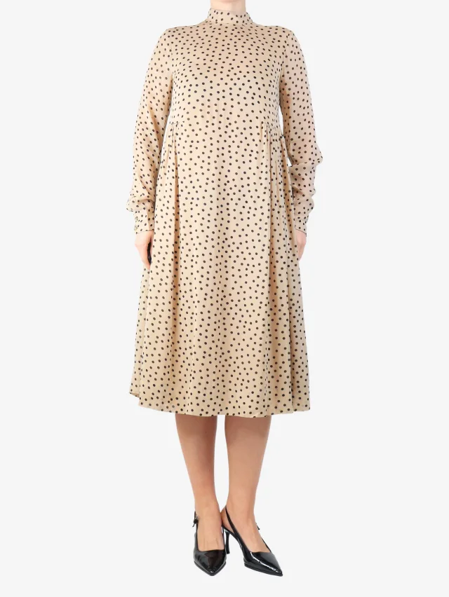 GANNI Beige polka dot midi dress - size in Beige from Sign of the Times