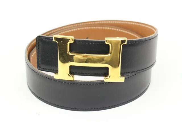 Hermès Black x Brown x Gold 32mm Reversible H Logo Belt Kit in Black from Bagriculture