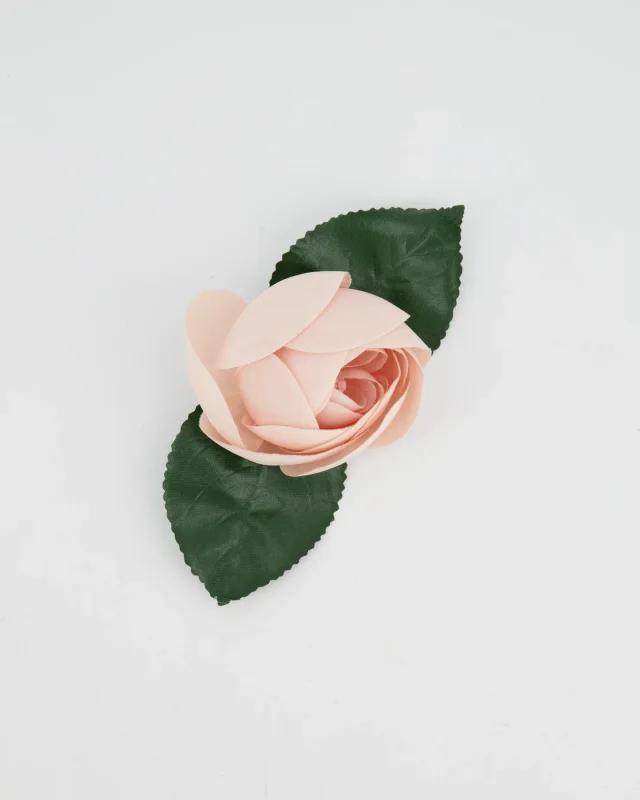 Chanel Rose Brooch with Leaf Details in Pink Silk from Sellier, photo 4 of 6