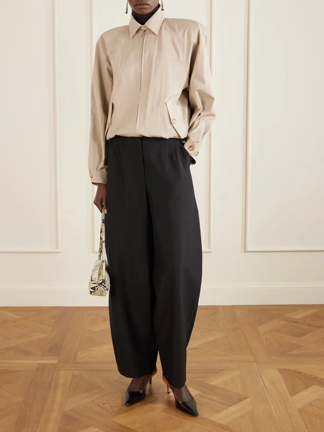 MAGDA BUTRYM Pleated wool and mohair-blend barrel-leg pants in Black, photo 2 of 2 from NET-A-PORTER (Canada)