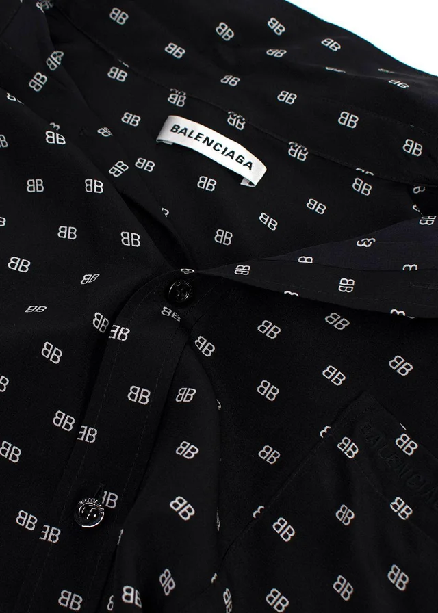 Balenciaga Black Monogram Shirt in Black Silk from HEWI, photo 2 of 2