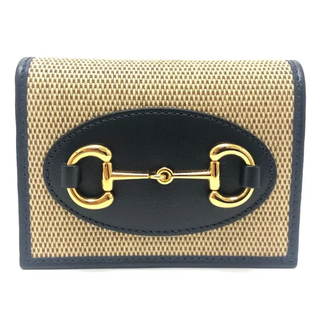 Gucci Bifold Wallet Horsebit Canvas Leather Brown in Brown Canvas from The Reluxe