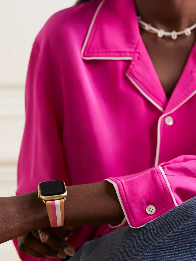 LA CALIFORNIENNE Striped leather watch strap in Pink, photo 2 of 2 from NET-A-PORTER (Canada)