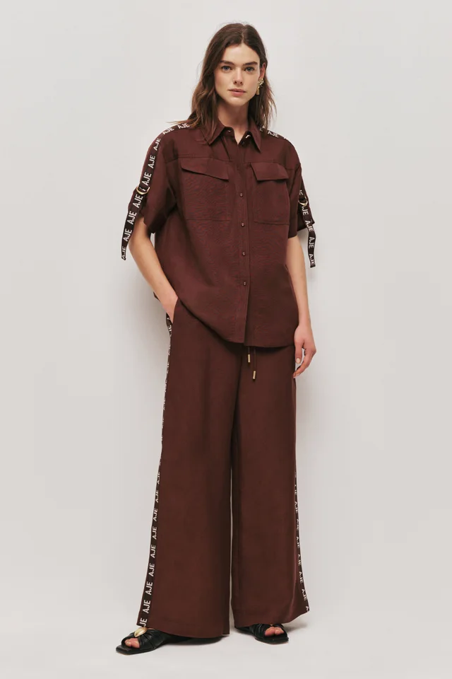 AJE Imogen Logo Pant in Brown from Aje, photo 1 of 1