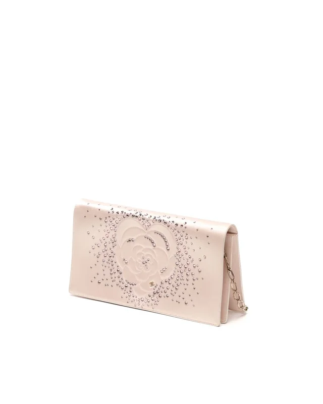 Chanel Camellia Satin Rhinestone Chain Clutch Bag in Satin from A Retro Tale, photo 2 of 11