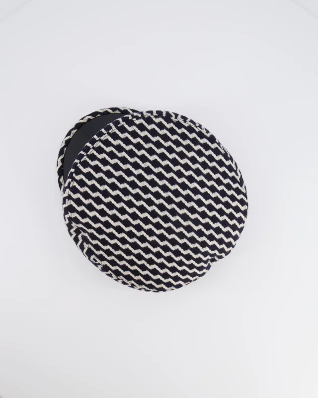 Chanel Black and White Wool Casket Hat with Vinyl Brim and Black CC Logo Detail Size M in Black Wool from Sellier, photo 2 of 10
