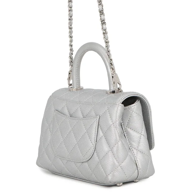 Chanel Coco Handle 2WAY Handbag SilverAS2215-B22136-U4807 Caviar Leather Size XXS in Caviar leather from GALLERY RARE, photo 2 of 2