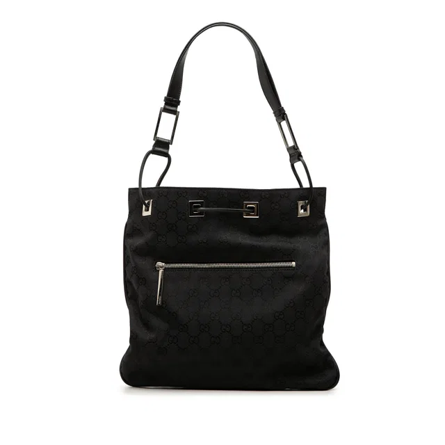 Black Gucci GG Canvas Shoulder Bag in Black Canvas from Designer Revival
