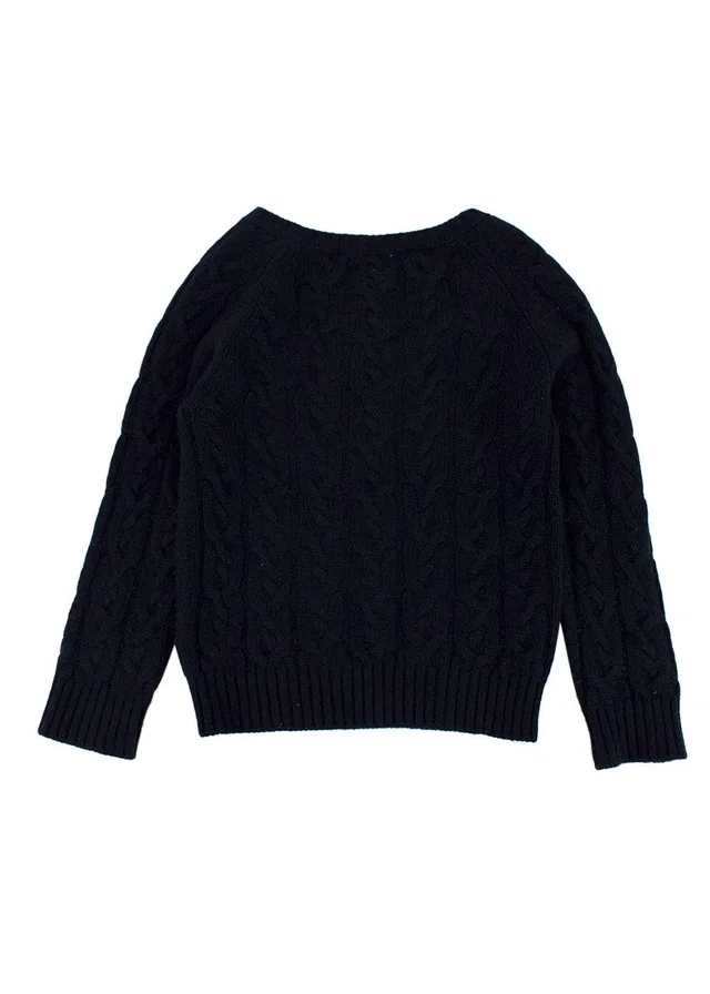 Loro Piana Navy Baby Cashmere Kid's Knit Jumper in Navy Cashmere from HEWI