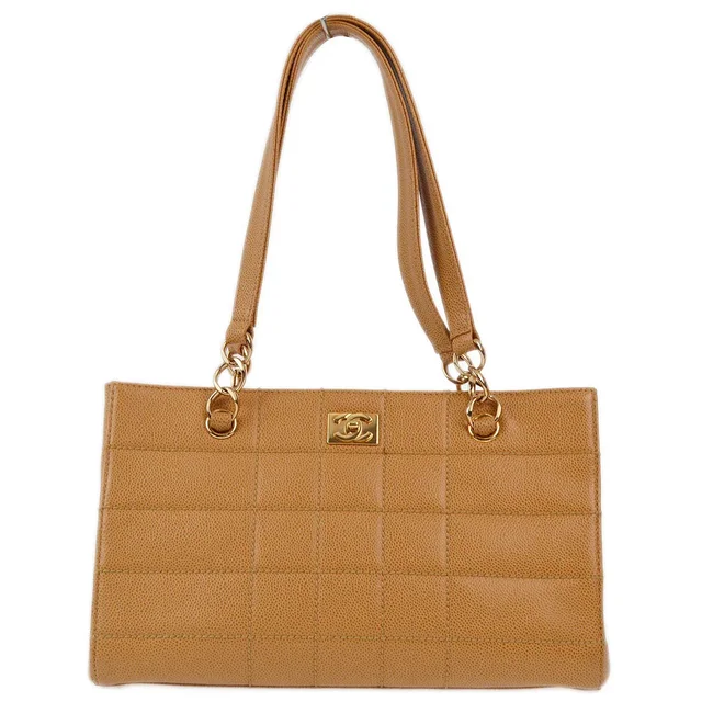 Chanel 2001-2003 Beige Caviar Wild Stitch Choco Bar Chain Handbag in Beige Caviar leather from AMORE Vintage Tokyo