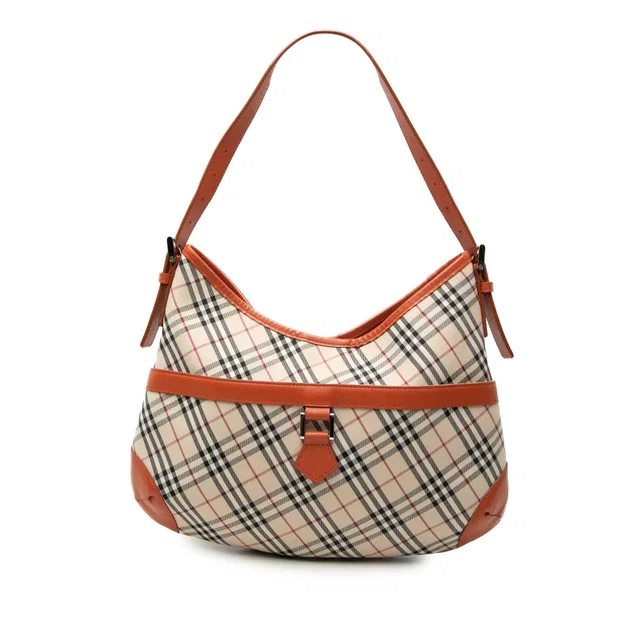 Orange Burberry Nova Check Canvas Hobo in Orange Canvas from Designer Revival, photo 1 of 1
