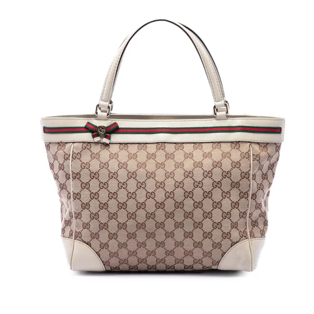 White Gucci GG Canvas Web Mayfair Tote in White Canvas from Designer Revival, photo 1 of 1