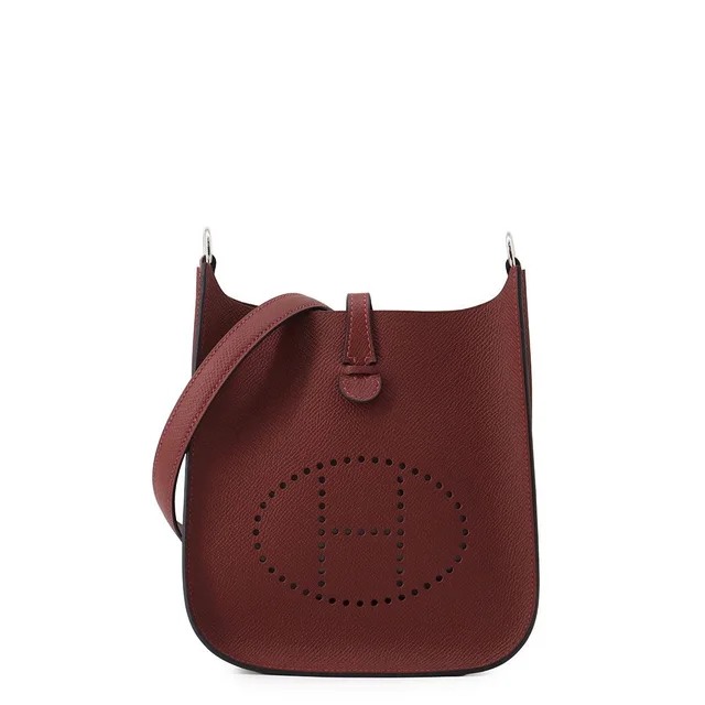 Hermès Shoulder Bag Evelyne TPM Sellier Rouge Ash Silver Epsom in Red Epsom leather from The Reluxe