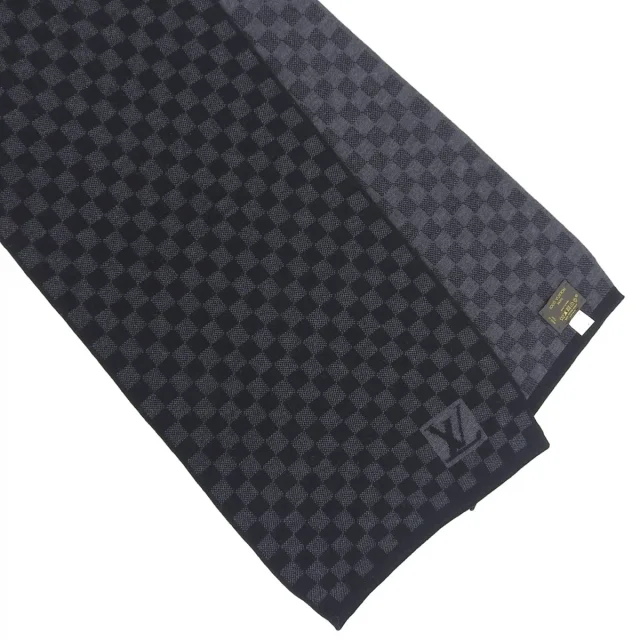 Louis Vuitton Damier Graphite Echarpe Petit Black in Black Wool from VINTAGE QOO TOKYO, photo 7 of 10