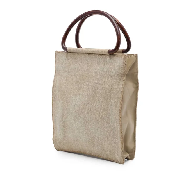 Beige Chanel CC Canvas Wooden Handle Tote in Beige Canvas from Designer Revival, photo 2 of 6
