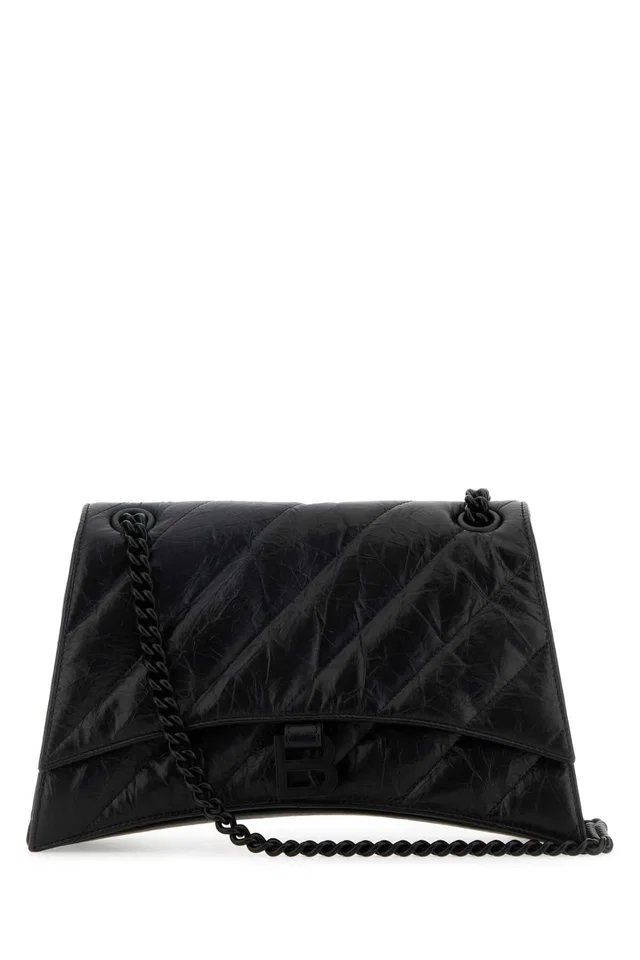 Balenciaga Crush Shoulder Bag — Black in Black Calfskin from HEWI