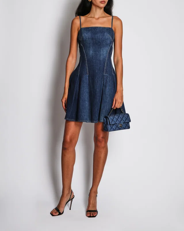 Alexander McQueen Blue Denim Mini Dress IT 38 (UK 6) in Blue Denim from Sellier