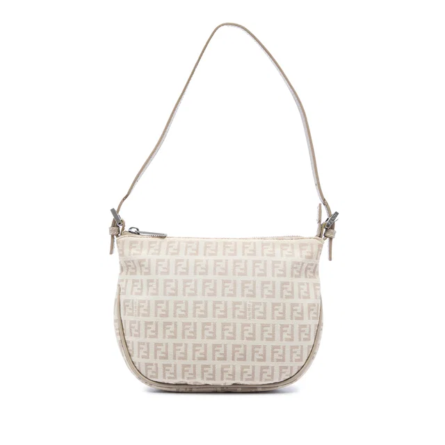 Beige Fendi Zucchino Canvas Shoulder Bag in Beige Canvas from Designer Revival