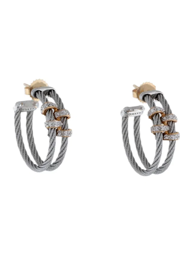 Charriol Diamond Hoop Earrings in multicolor from The RealReal