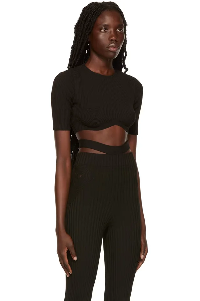 ANDREĀDAMO Black Cropped Sweater, photo 2 of 4 from SSENSE