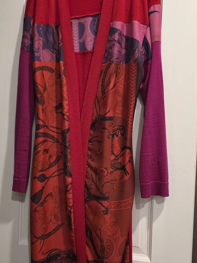 Ferragamo Fuchsia And Orange Printed Open-Front Cardigan in orange|pink from Poshmark