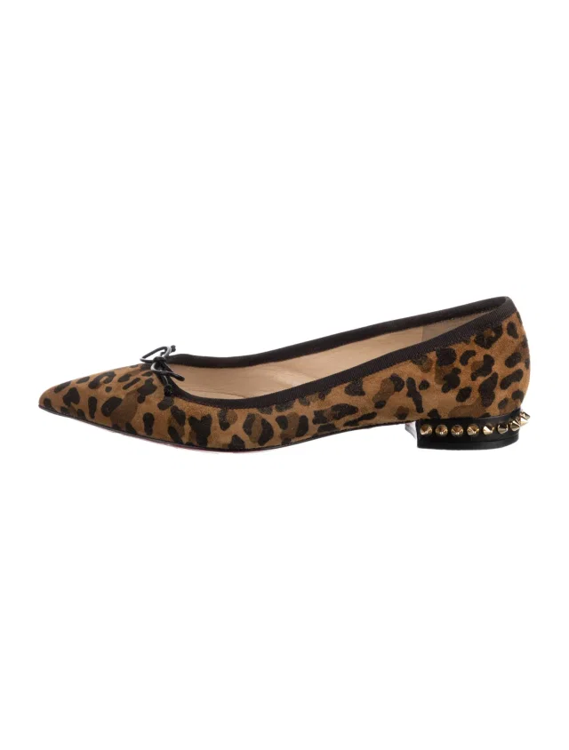 Christian Louboutin Suede Animal Print Ballet Flats in Suede from The RealReal