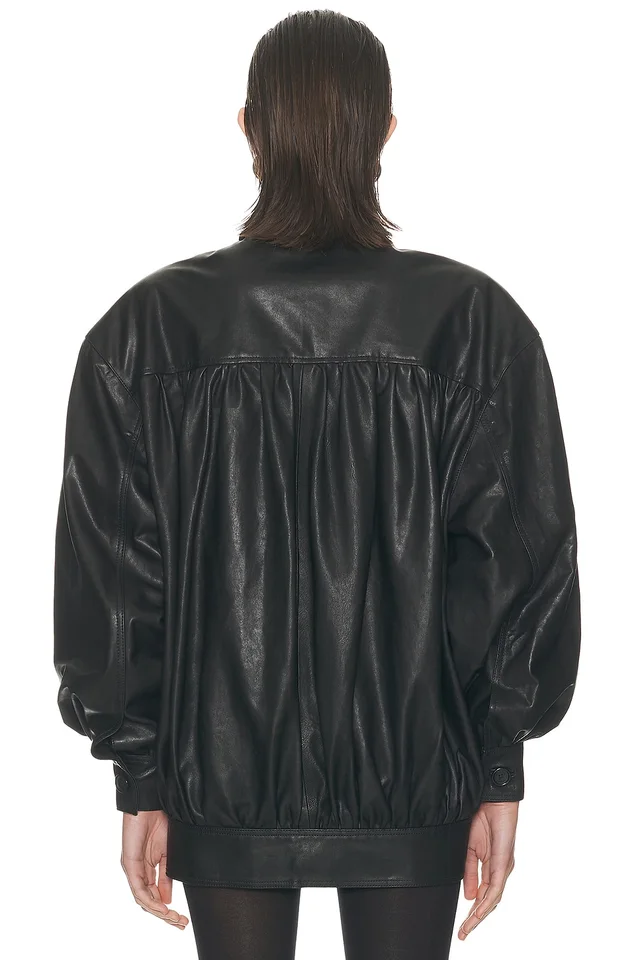 Helsa The Shirred Oversized Leather Jacket in Black, photo 4 of 5 from REVOLVE (Canada)