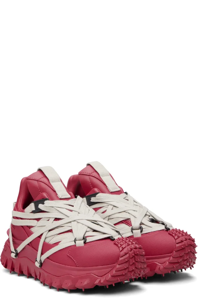 Moncler + Rick Owens Red Trailgrip Megalace Sneakers, photo 4 of 5 from SSENSE