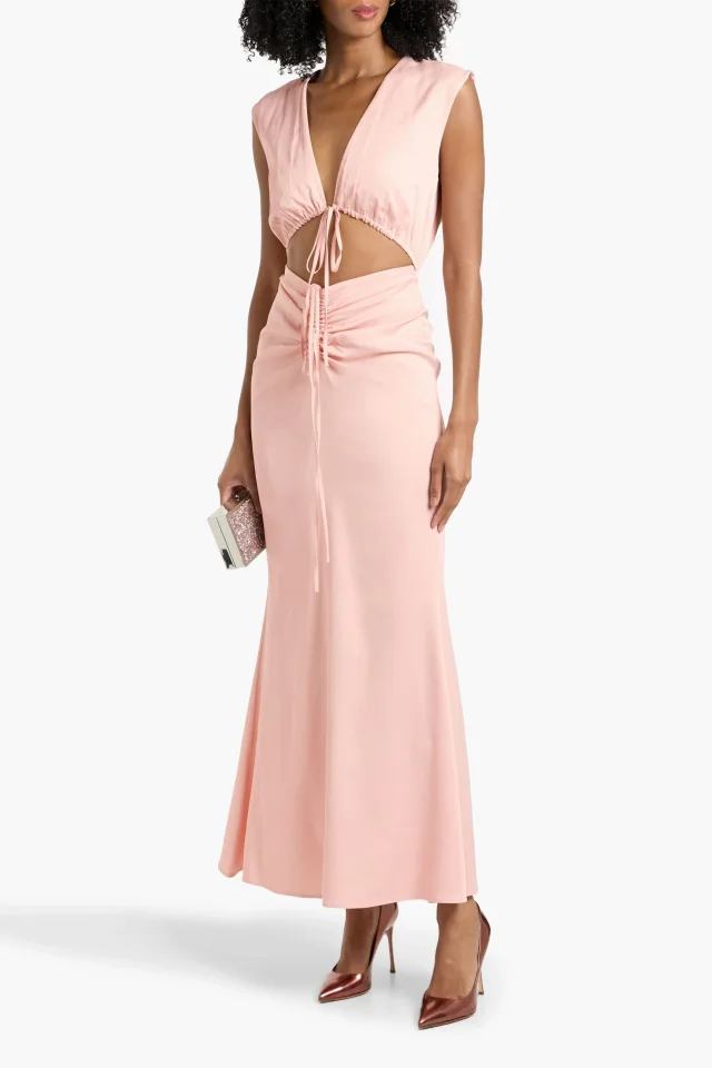 Lapointe Ruched Cutout Satin Maxi Dress, photo 2 of 4 from THE OUTNET