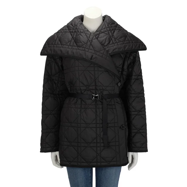 Dior Technical Taffeta Cannage Belted Puffer Jacket FR 40 in Black from Blue Spinach