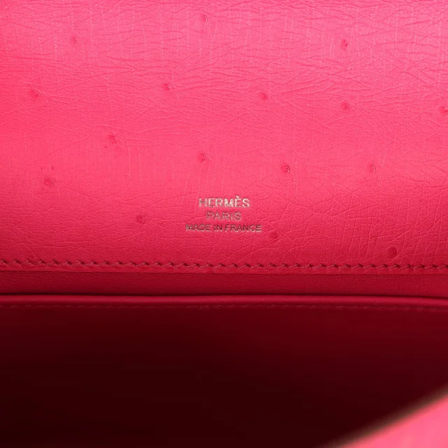 Hermès Kelly Pochette Rose Tyrien Ostrich Palladium Hardware in Pink Ostrich from Madison Avenue Couture, photo 7 of 8