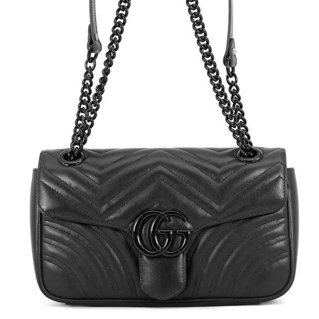 Gucci GG Marmont ChainShoulder Bag Black443497 DTDFV 1000 Leather Size Small in Leather from GALLERY RARE