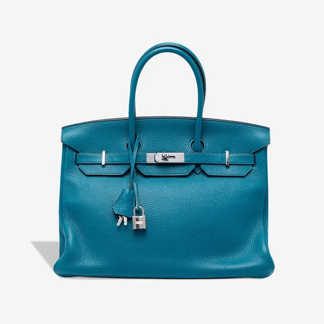 Hermès Birkin 35 Clémence Mykonos / Bleu Izmir in Blue, Multicolour Clemence leather from SACLÀB, photo 2 of 6