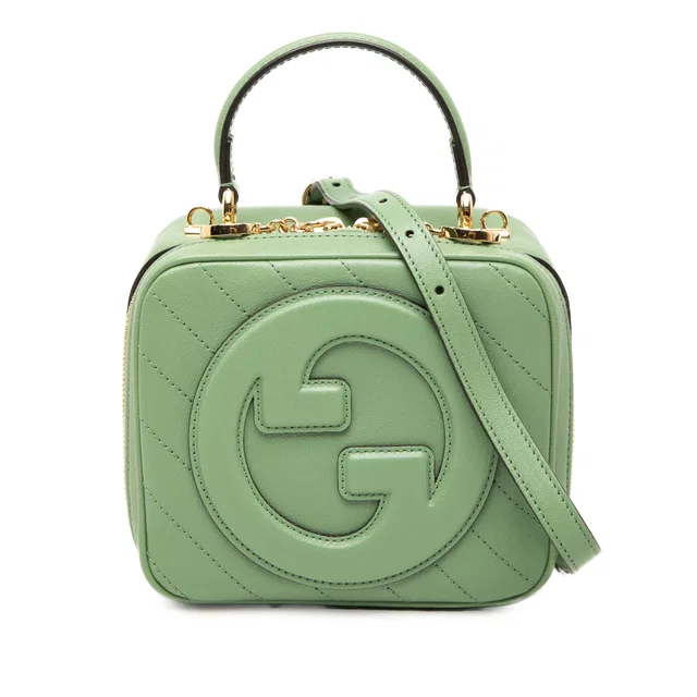 Green Gucci Matelasse Calfskin Blondie Top Handle Satchel in Green Calfskin from Designer Revival