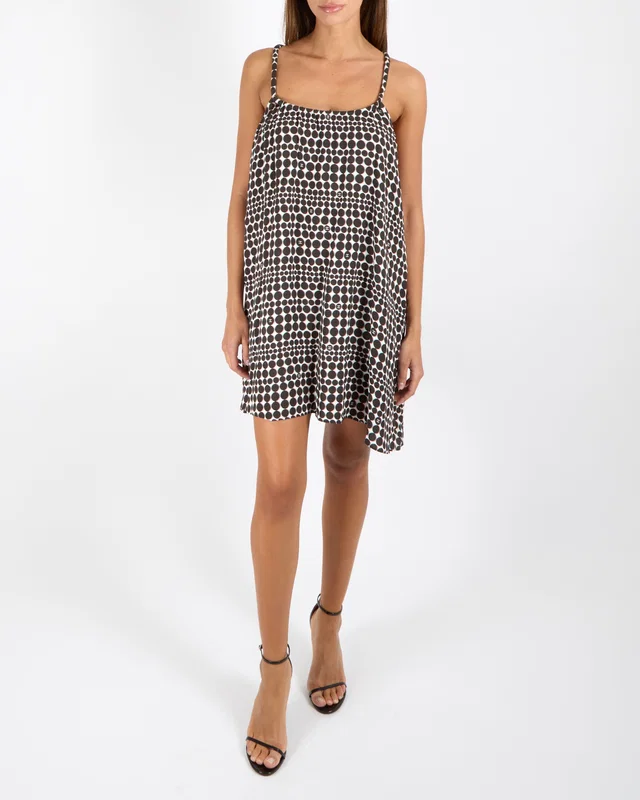 Chanel Black and White Polkadot Sleeveless Mini Dress with Crossover Back Detail and CC Logo Prints… in Black from Sellier
