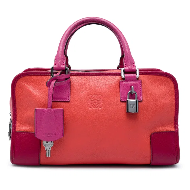 Orange LOEWE Tricolor Goatskin Amazona 28 Handbag in Orange Goatskin from Designer Revival