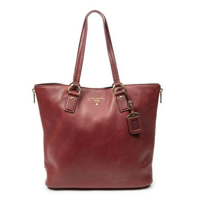 Prada Zip Tote Bag Red Vitello Dyno in Red from The Reluxe