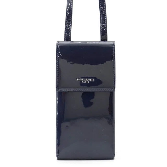Saint Laurent Shoulder Phone Case Logo Patent in Patent leather from The Reluxe