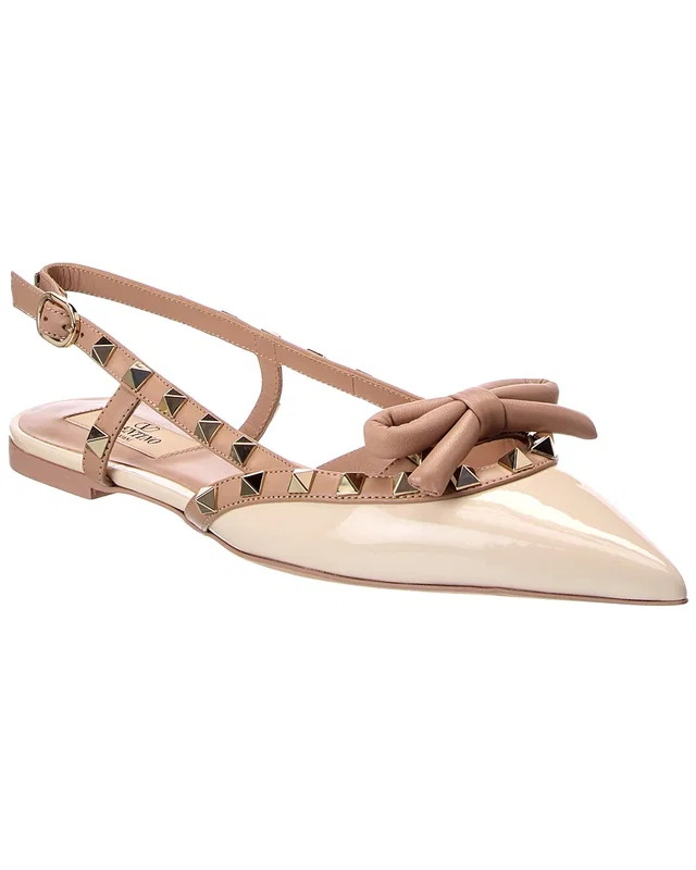 Valentino Rockstud Bow Patent Slingback Ballerina Flat, image 1 of 1 from Gilt