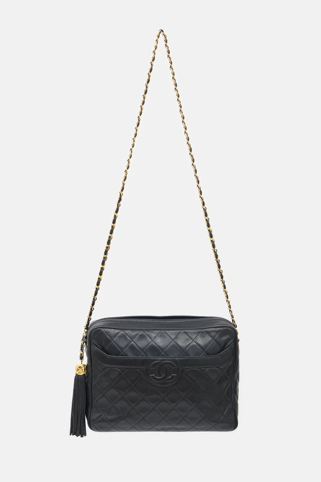 Chanel 1990s Leather Large Camera Tassel Bag in Leather from VSP Consignment