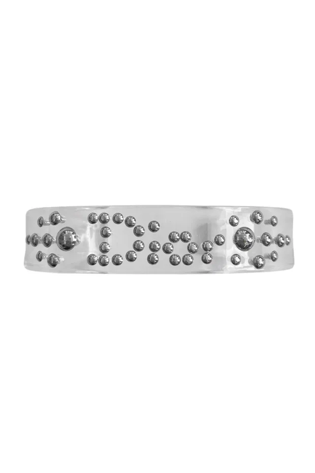 Dior Lucite Bracelet With Silver Studs in Silver Resin from Resurrection Vintage