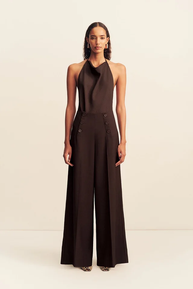 Shona Joy ASHER BUTTON WIDE LEG PANT - RISTRETTO from Shona Joy, photo 1 of 1