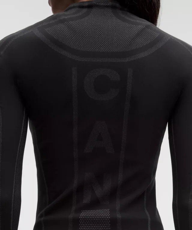 lululemon Team Canada Women's Seamless Mockneck Base Layer *COC Logo in Black/White, photo 6 of 7 from lululemon