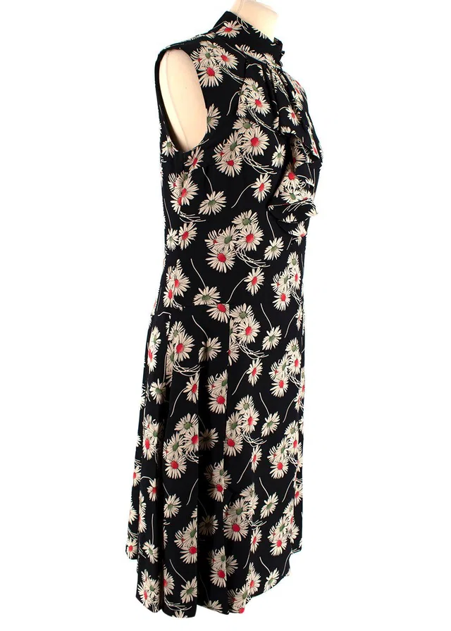 Prada High Neck Floral Print Sleeveless Dress in Silk from HEWI