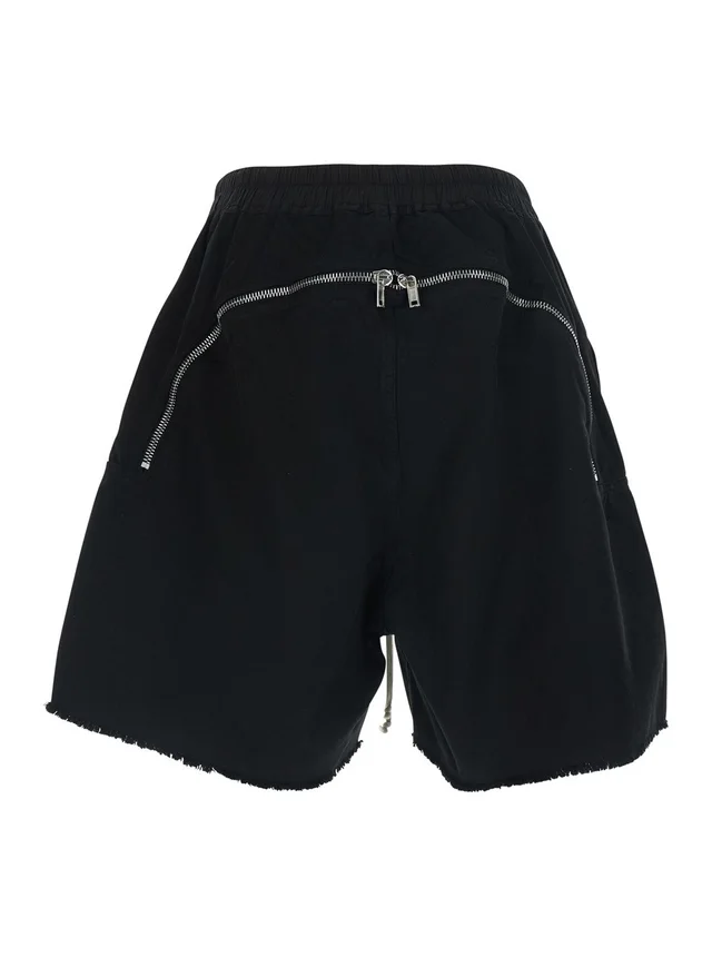 Drkshdw Black Shorts with elasticated drawstring waist and zip at the back in cotton for men in Black 100% Cotton, photo 4 of 6 from Gaudenzi Boutique