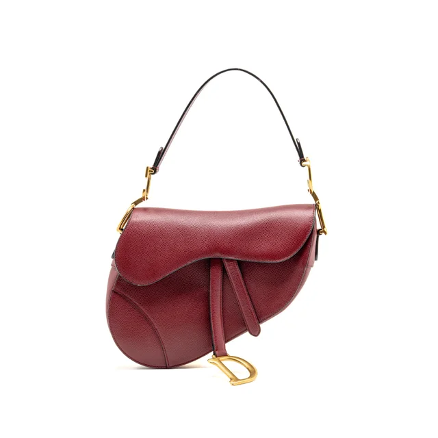 Dior Medium Saddle Bag Calfskin Red GHW in Red Calfskin from EMIER