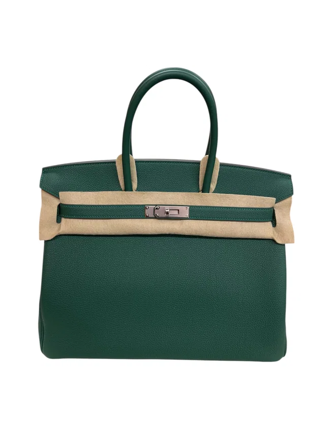 Hermès Birkin 35 Vert moyen Togo PHW #K in Green Togo leather from Luxury Promise